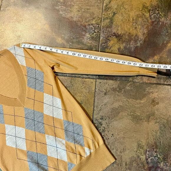 J. Crew 100% Merino Wool V-neck Argyle Plaid Long Sleeve Small - Picture 5 of 9